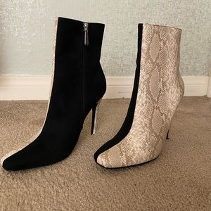 SOLD! Two-toned Boots - Snakeskin & Black Suede